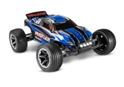 Traxxas Rustler 1/10 Scale Monster Truck 2WD With XL-5 ESC Led Lights Battery And Charger 37054-61 22 Traxxas Rustler 1/10 Scale Monster Truck 2WD With XL-5 ESC Led Lights Battery And Charger 37054-61 -Remote Control Car Store 37054 61 Rustler 3Qtr Front BLUE