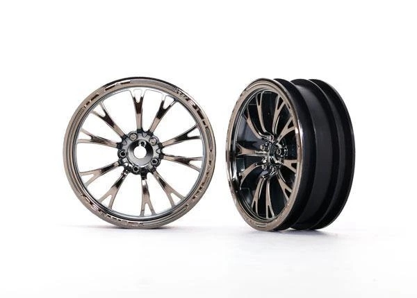 Traxxas 9472X Wheels, Weld Black Chrome (Front) (2) 1 Traxxas 9472X Wheels, Weld Black Chrome (Front) (2)