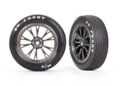 Traxxas 9474A Tires & Wheels, Assembled, Glued (Weld Satin Black Chrome Wheels, Tires, Foam Inserts) (Front) (2)